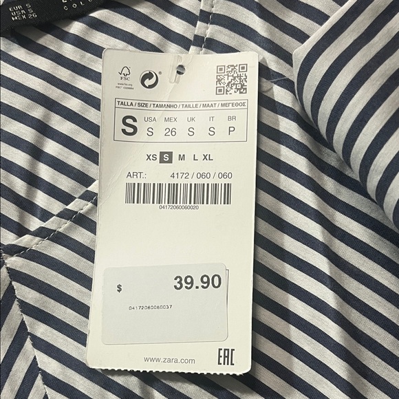 Zara Blue and White Striped 3/4 Length Sleeve Tunic - Picture 6 of 7